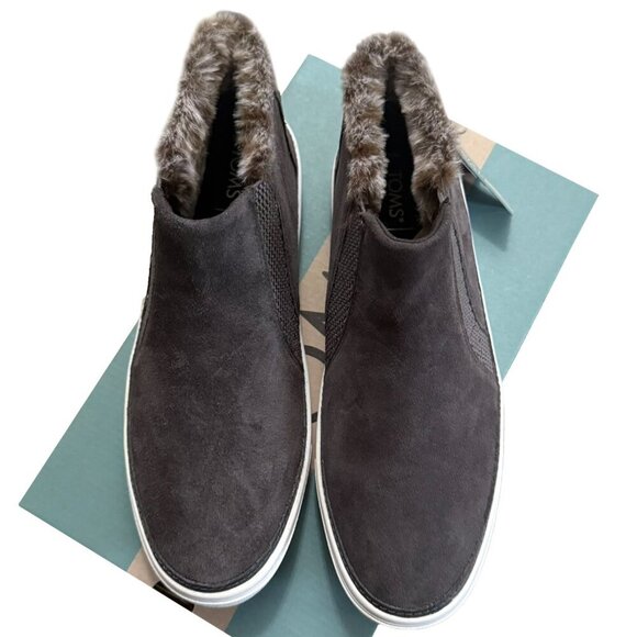 Toms Women's Suede and Faux Fur Ankle Boots Size 9 Bryce Pavement Gray - Picture 2 of 7
